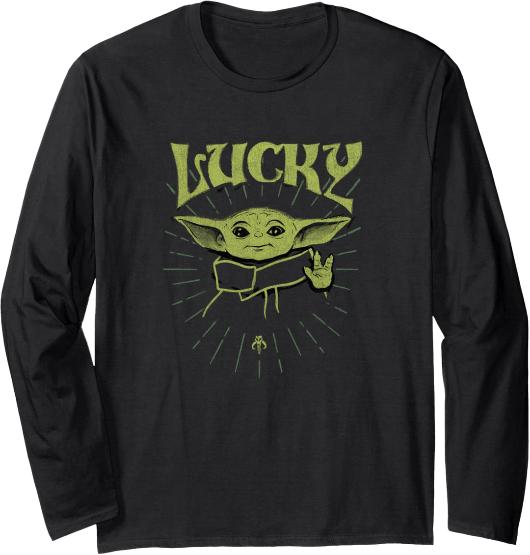 Star Wars: The Mandalorian St. Patrick's Day Grogu Lucky Langarmshirt