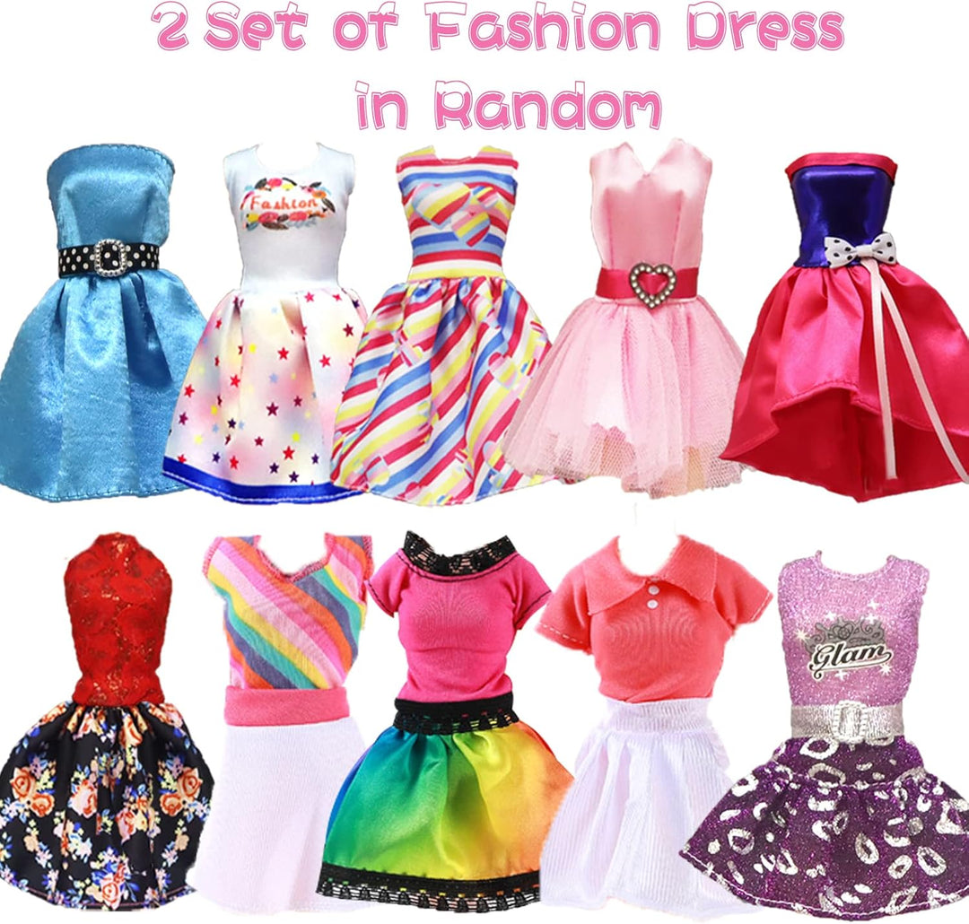 28 Stück Kleidung und Zubehör Kompatibel mit Barbie Puppen, 3 Fashion Kleider 3 Freizeitbekleidung K