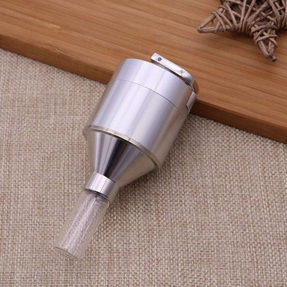 Manuelle Pulvermühle aus Aluminium mit Glasflasche und Trichter, handgekurbelte Metallmühle, geeigne