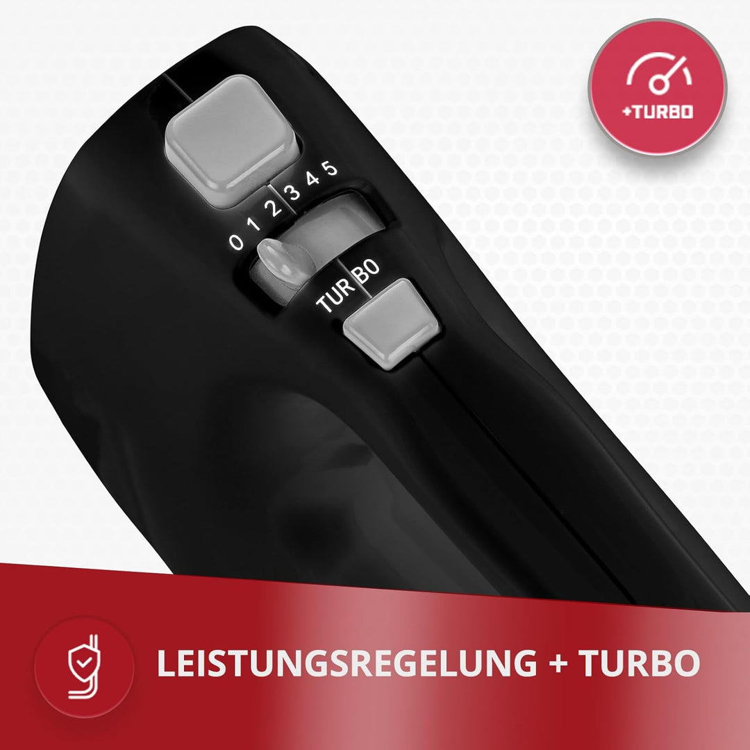 MPM - MMR-19 - Handmixer - Handrührgerät - 750 Watt - mit Schneebesen für Biskuitteig und Knethaken