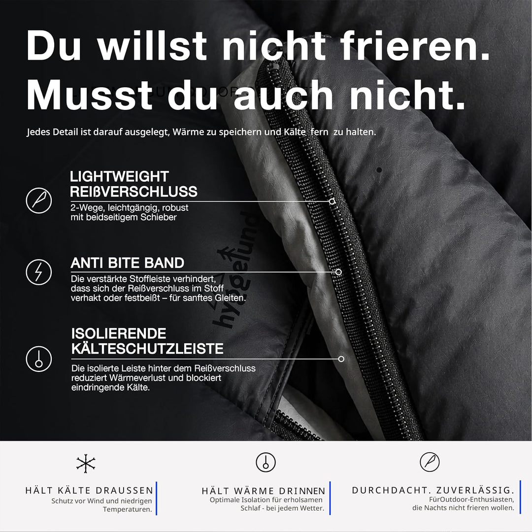 XXL Schlafsack Outdoor Winter mit Premium Kunstfaser Füllung extra warm bis -20 C° Mumienschlafsack