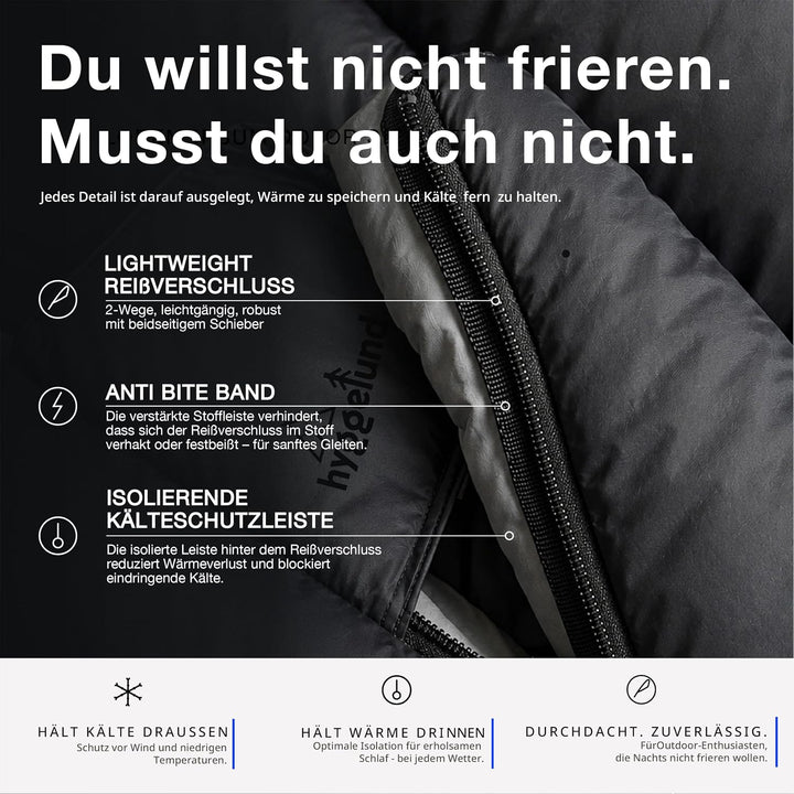 XXL Schlafsack Outdoor Winter mit Premium Kunstfaser Füllung extra warm bis -20 C° Mumienschlafsack