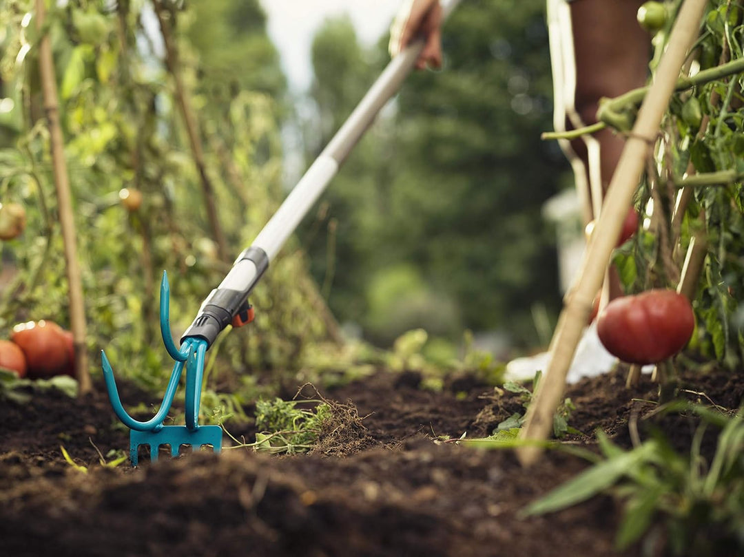 Gardena combisystem-Grubber-Rechen: Praktisches 2-in-1-Gartenwerkzeug, türkisschwarz, One Size, hoch