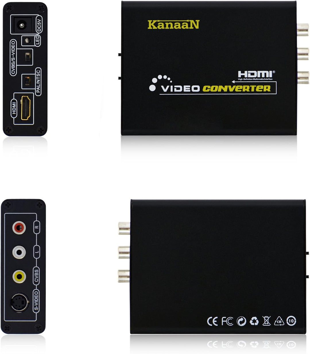 LEICKE Kanaan HDMI zu Composite/S-Video Konverter - HDMI Geräte wie BluRay-Player, PS3, Apple TV an