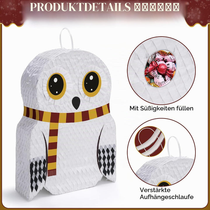Eulen Pinata Set mit Augenbinde und Fledermaus (44 x 34 x 10 cm), perfekt für Mädchen, Kinder, Gebur