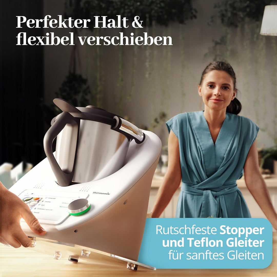 Gleitbrett für Thermomix TM6 TM5 | Transparentes Premium Acrylglas | Müheloses Verschieben ohne Besc