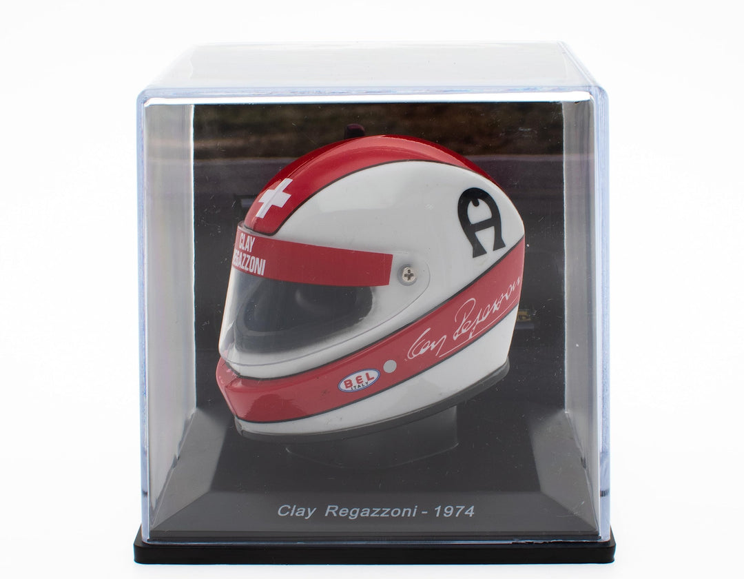 OPO 10 - Helmreproduktion im Massstab 1:5 des berühmten Ferrari F1-Formel-1-Fahrers: Clay Regazzoni