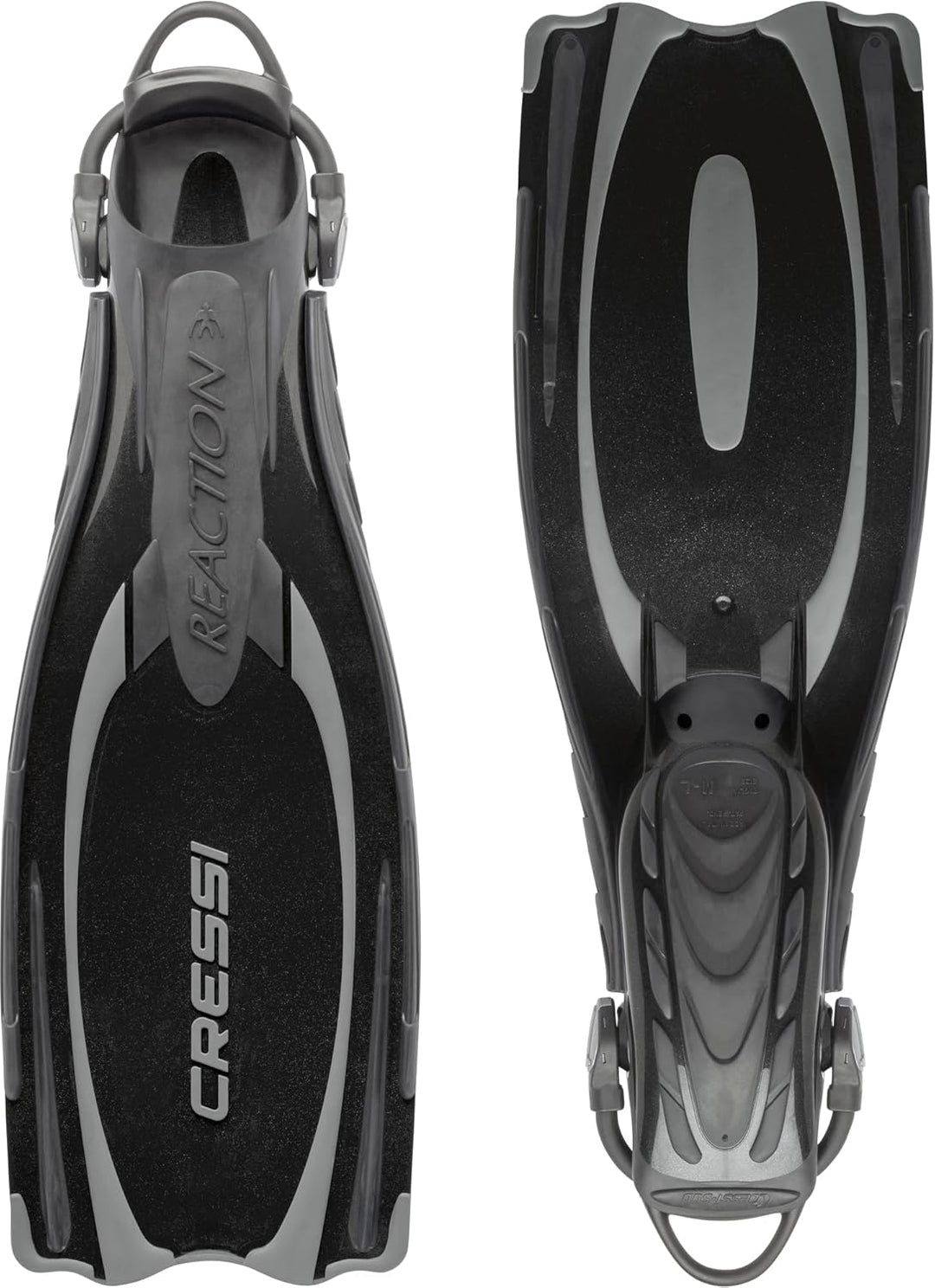 Cressi Reaction EBS Fins - Hochleistungstauchflossen mit EBS Strap S/M (39/42) Schwarz/Silber, S/M (