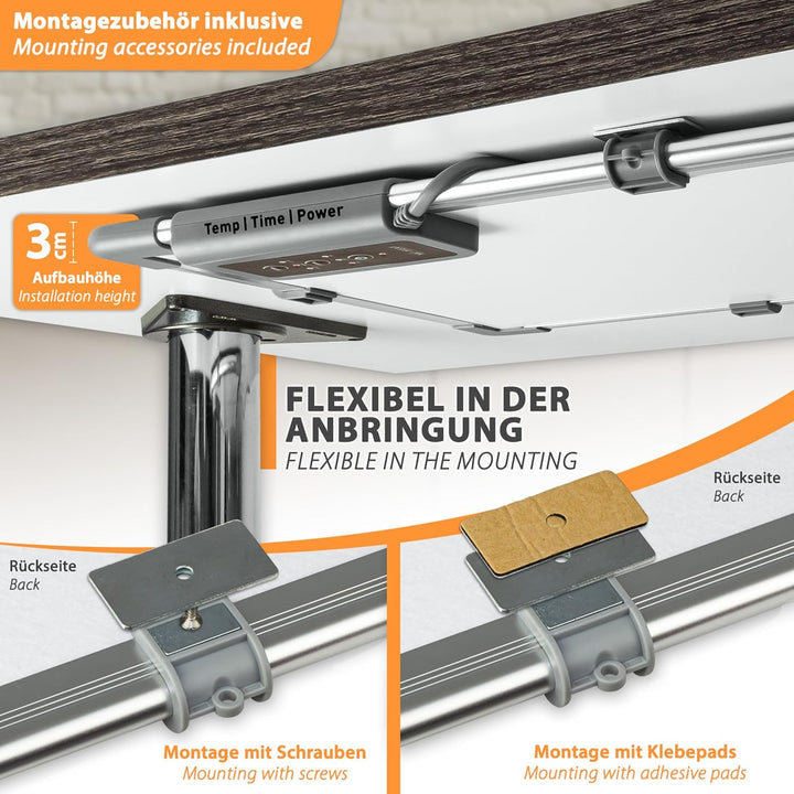 Infrarot Schreibtisch-Heizung 36x45cm Wärmeplatte 117W Arbeitsplatz Büro Home Office Kassen Empfangs