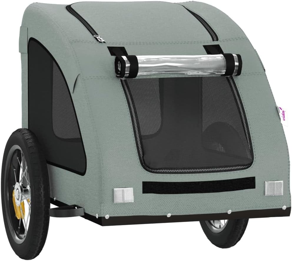 FENLAX Fahrradanhänger Hunde Grau Oxford-Gewebe und Eisen 124x53x53 cm Haustier Fahrradanhänger Haus