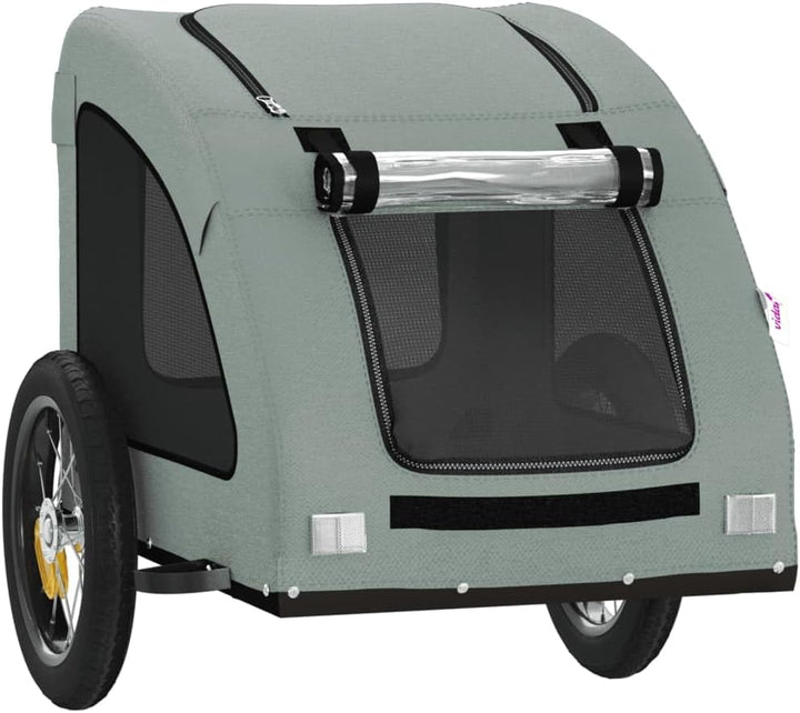 FENLAX Fahrradanhänger Hunde Grau Oxford-Gewebe und Eisen 124x53x53 cm Haustier Fahrradanhänger Haus