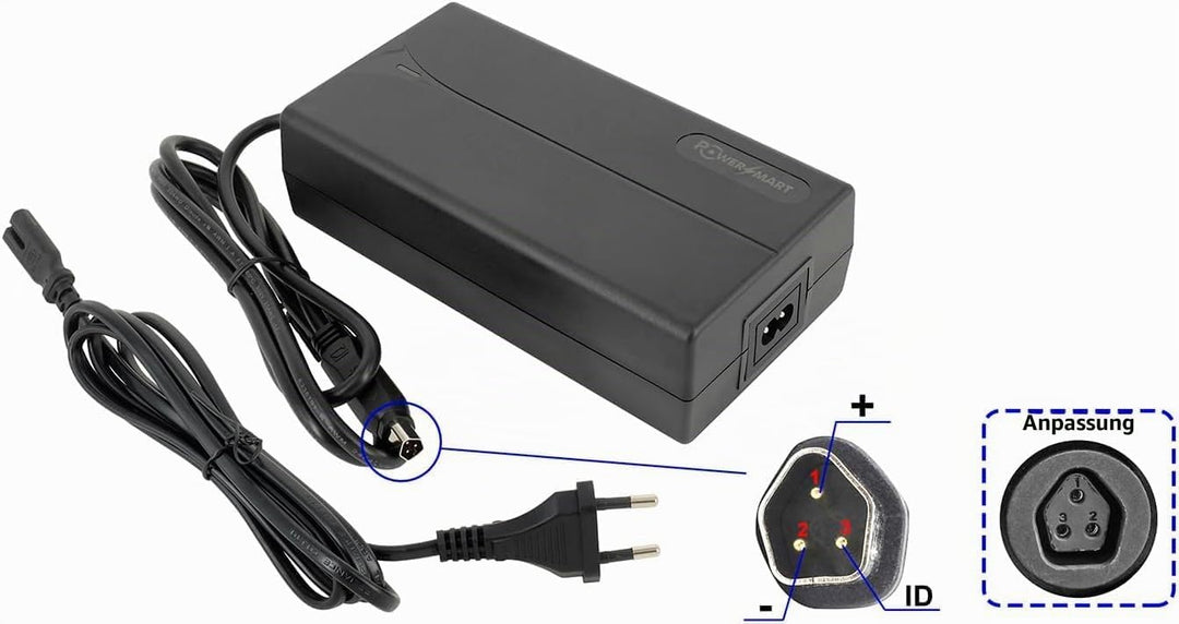 PowerSmart 54,6V 2A Ladegerät für 48V Akku von Fischer (2022 Modell) Montis EM 1724, EM 1724.1, Mont