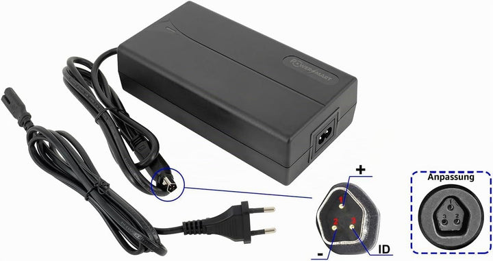 PowerSmart 54,6V 2A Ladegerät für 48V Akku von Fischer (2022 Modell) Montis EM 1724, EM 1724.1, Mont