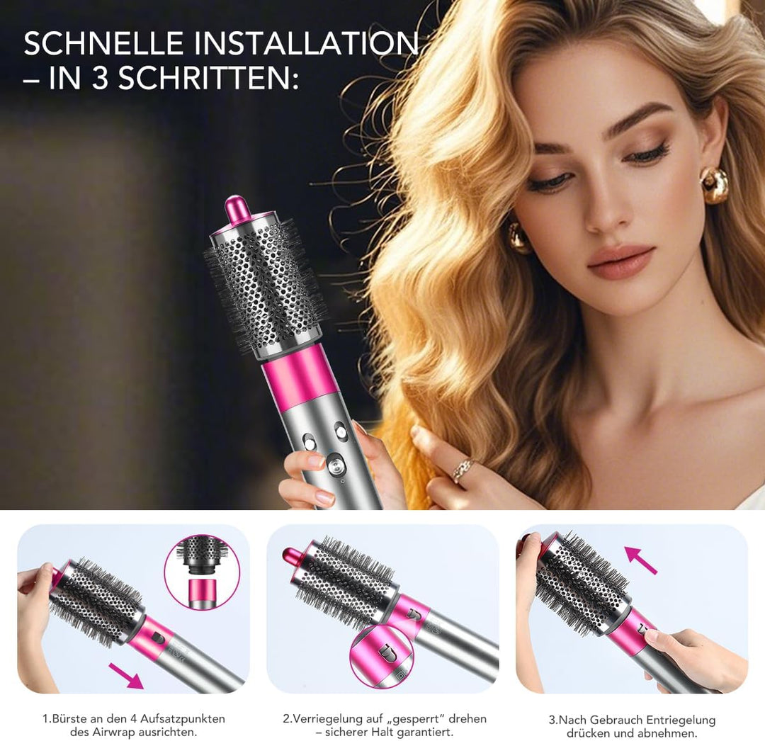 Grosse runde Volumenbürste-Aufsatz für Dyson Airwrap, Mit langen, feinen Borsten, um dem Haar Form u