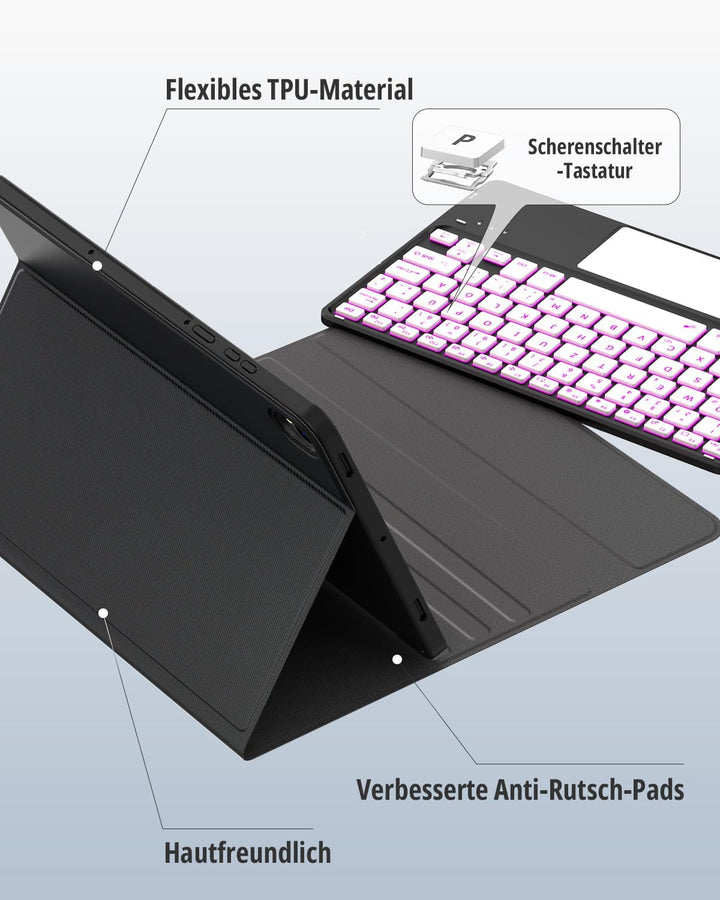 CACOE Hülle Tastatur Kompatibel mit Samsung Galaxy S10 Lite 5G / S10 FE / S9 FE / S9 10.9 Zoll/11 Zo