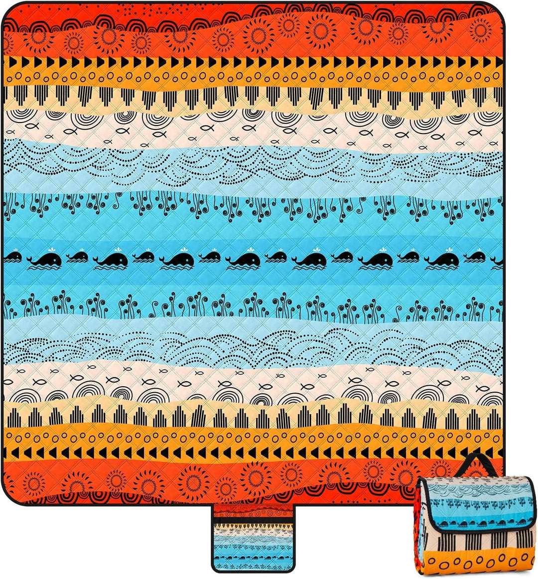 Picknickdecken, 200x200cm Extra GrossE Waschbare Picknickdecke, Faltbare Strandmatte Mit Tragegurt,