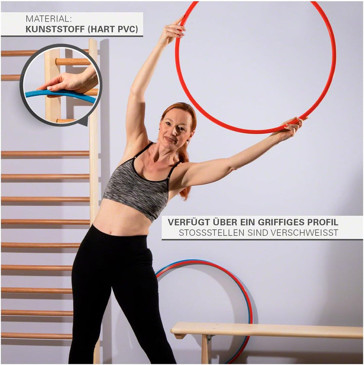 Gymnastikreifen aus Kunststoff, Set 4X, Fitnessreifen, Trainingsreifen, Turnreifen Rot, Rot