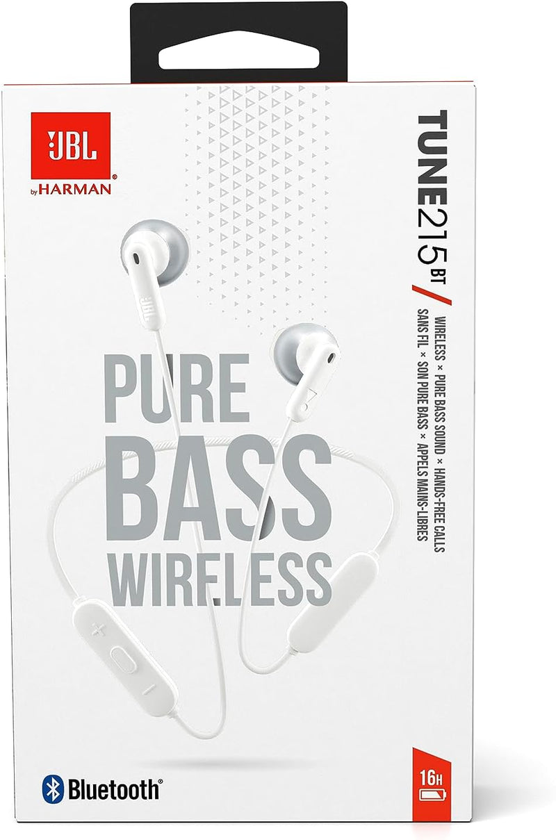 JBL TUNE 215 BT – Bluetooth In-Ear Kopfhörer in Weiss – Klangvoller Bass Sound ohne Kabel – Bis zu 1