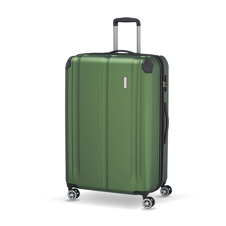 Travelite 4-Rad Koffer L mit TSA Schloss + Dehnfalte, Gepäck Serie CITY: Robuster Hartschalen Trolle