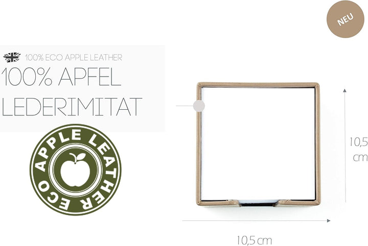 DELMON VARONE - Zettelkasten aus „EcoAppleLeather“ Braun, Zettelbox aus Recycled Öko Apfel Leder ink