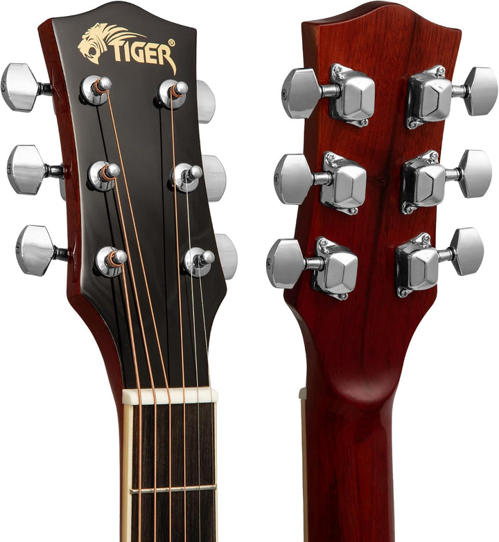 TIGER ACG1-RD Small Body Akustikgitarre, mit Stahlsaiten bespannte Akustikgitarre für Anfänger, Rot