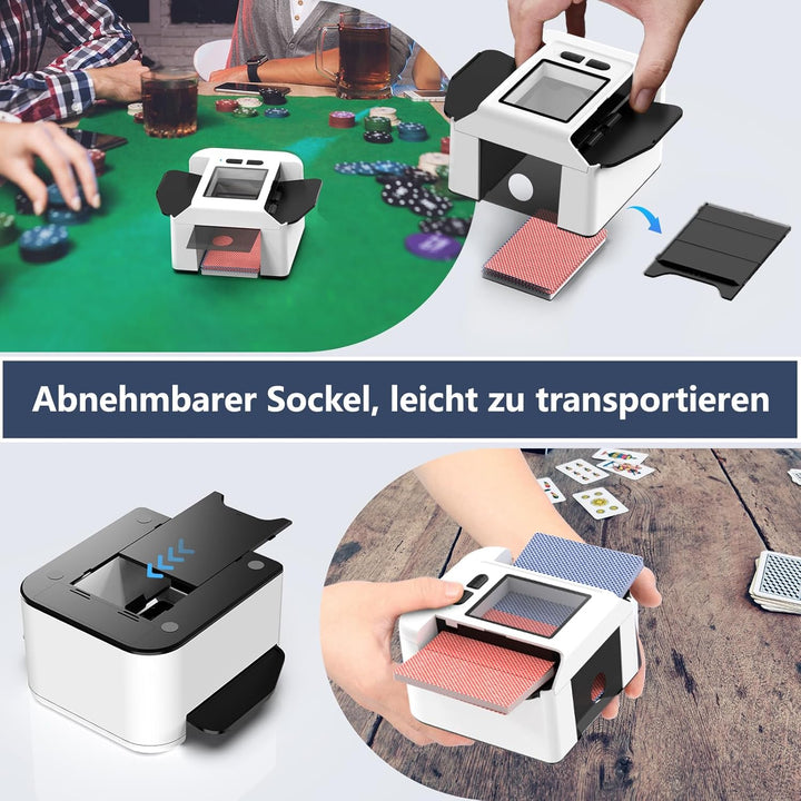 ShinePick Kartenmischmaschine Elektrische für 1-2 Decks, One-Press Auto & Manueller Wiederaufladbare