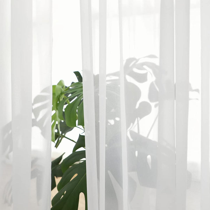 ABCHOME Elfenbeinfarbene transparente Vorhänge, 330 cm lang, 2 Paneele, Stangentasche, Voile, halbtr