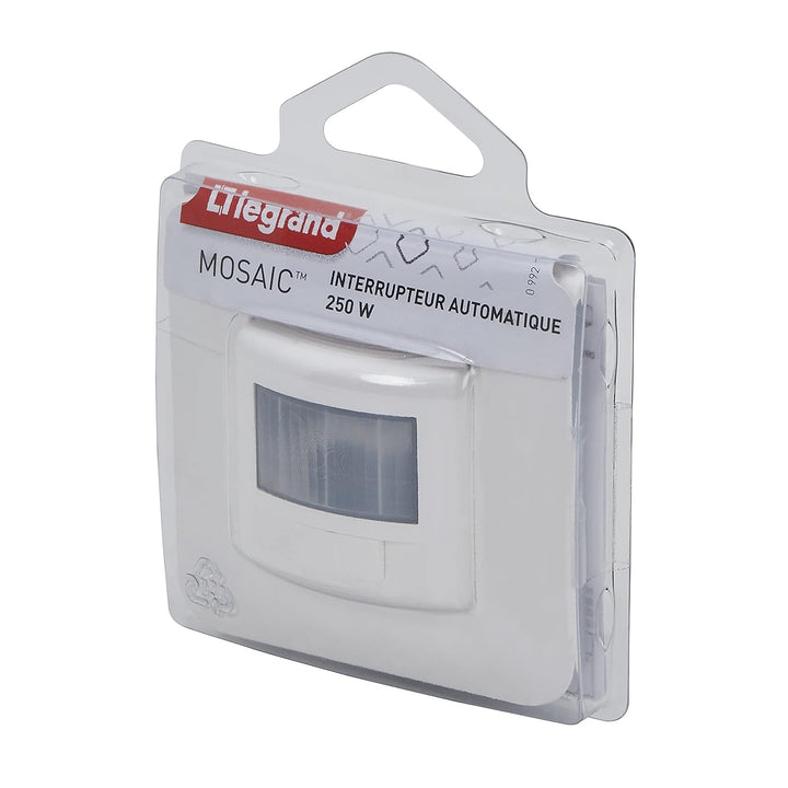 Legrand - Automatikschalter Mosaic weiss komplett mit Platte und Krallenbefestigung