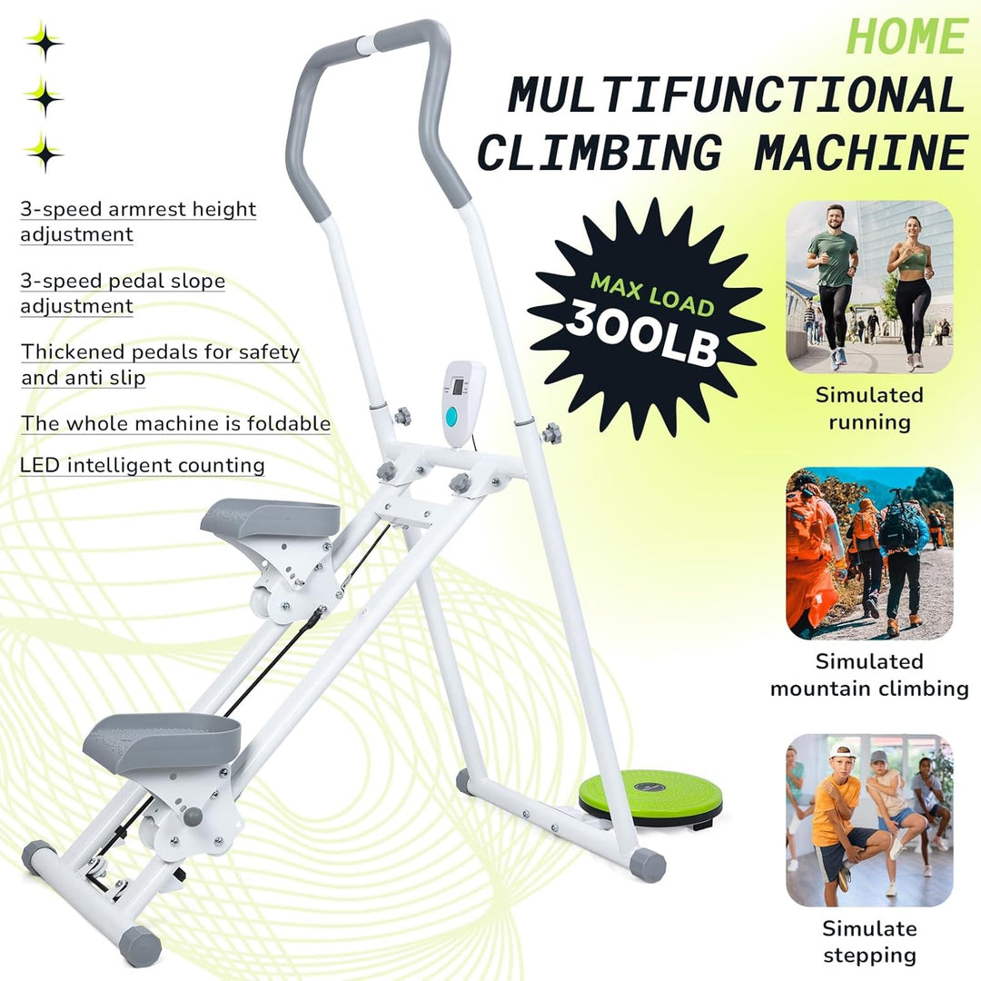 ulafbwur Vertikaler Kletterer, Klapptreppen-Stepper für Heimtraining, Ganzkörpertraining, Home-Trepp