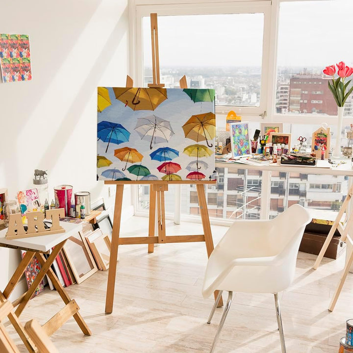 Artnapi Malen nach Zahlen Erwachsene mit Rahmen | DIY Handgemalt | Bunte Regenschirme im Himmel| Kit