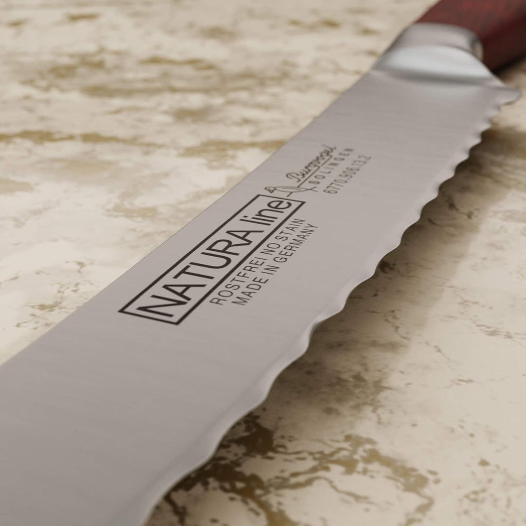 Burgvogel Solingen Natura Line, Tomatenmesser Holzgriff, rot satiniert, geschmiedet, 13 cm, rostfrei