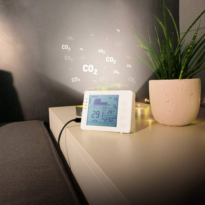 LogiLink SC0115 - CO2-Messgerät/Ampel (CO2-Konzentration 5000-ppm-Bereich) mit Ampel & Alarm für bes