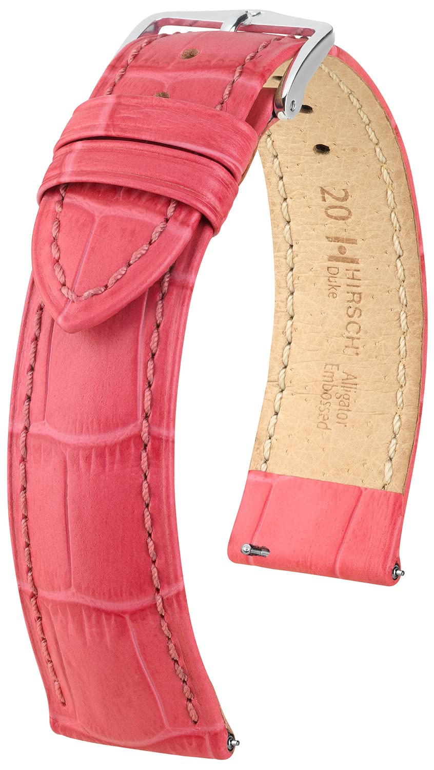 HIRSCH Uhren-Armband Duke - Uhr-Band aus italienischem Kalbs-Leder mit Alligator-Prägung - 12 bis 24