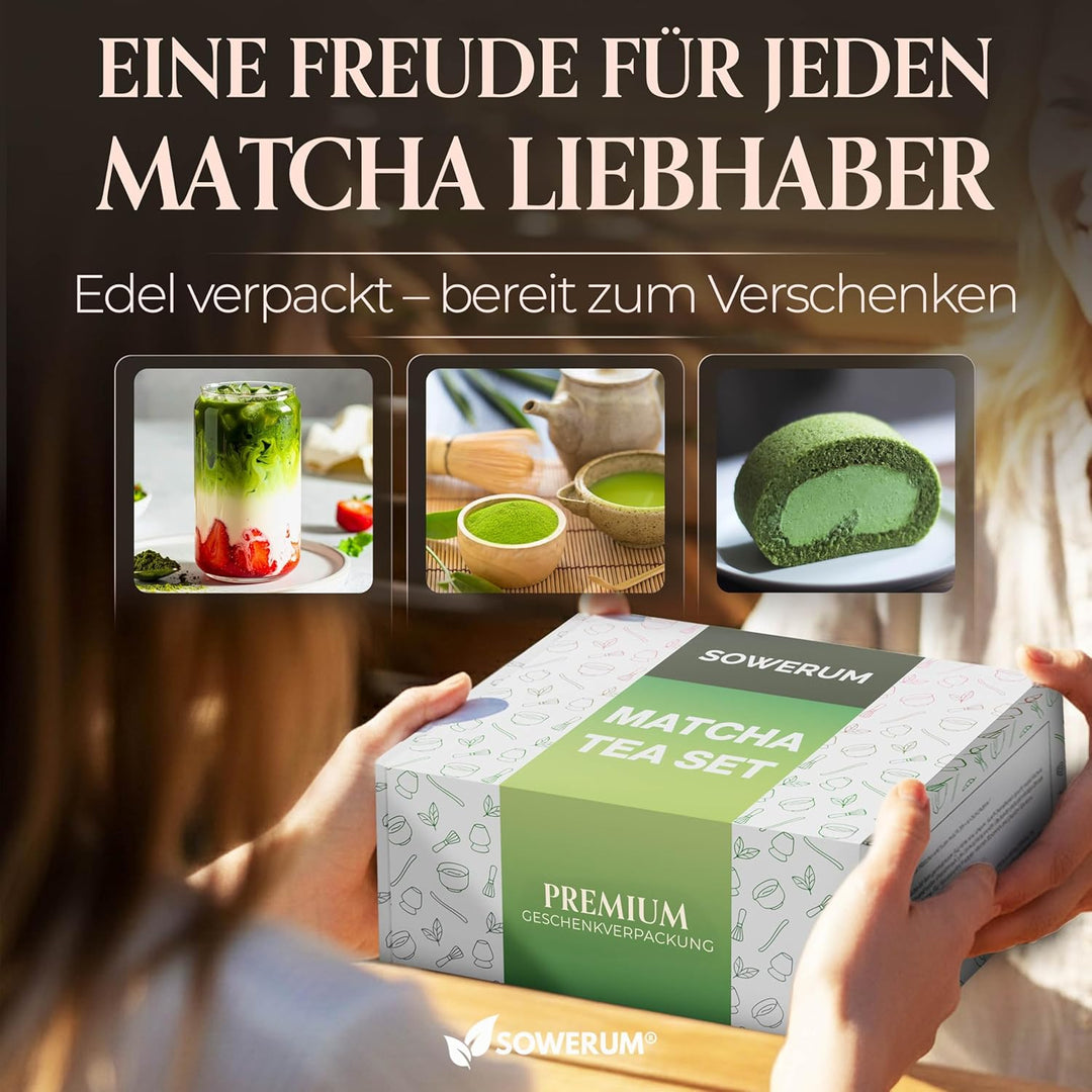 Matcha Set Weiss 5-teilig Schale mit Ausgiesser und [EXTRA ROBUSTEM] Matchabesen Spülmaschinenfest M