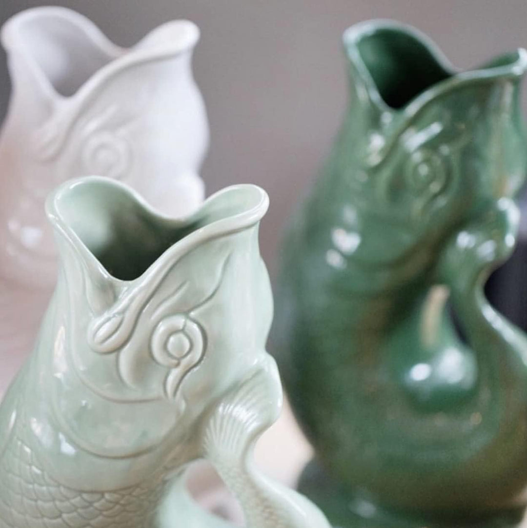 Gluckigluck Karaffe Original Gluggle Jug – das glucksende Original! Wasserkaraffe Fisch Vase Keramik