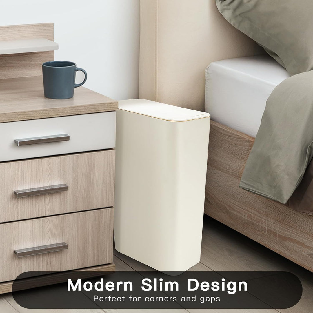JOTOM 3er Set Mini Mülleimer Badezimmer mit Pop-Up Deckel, 10L moderner Abfalleimer Papierkorb Trash
