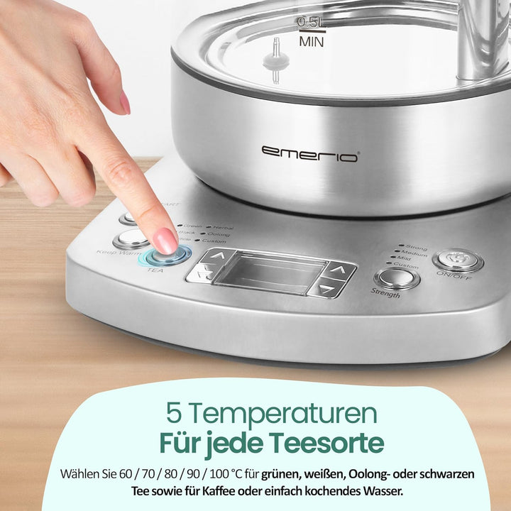 Emerio WK-122248 Glas Teekocher Wasserkocher TESTSIEGER mit Note 1.3 vollautomatisches Teesieb Absen