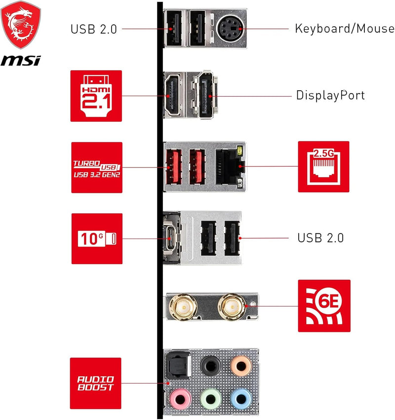 MSI B760 GAMING PLUS WIFI Mainboard, ATX - Unterstützt Intel Core Prozessoren der 14., 13. und 12. G