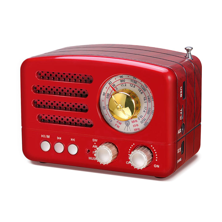 PRUNUS J-160 AM/FM/SW Retro Radio mit Bluetooth, Nostalgie Radio Klein mit 1800mAh Wiederaufladbare