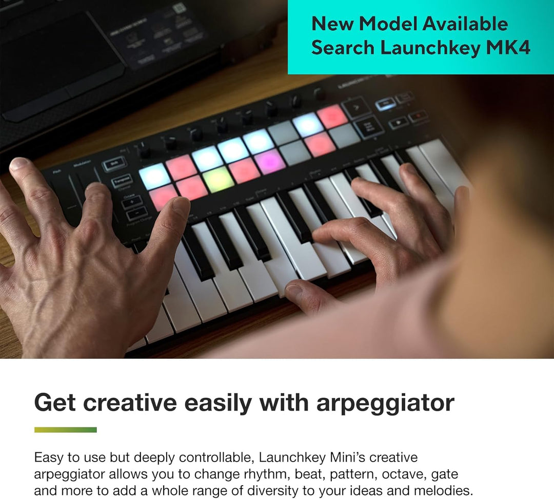 Novation Launchkey Mini [MK3] – Tragbarer USB/MIDI-Keyboard-Controller mit 25 Tasten und DAW-Integra