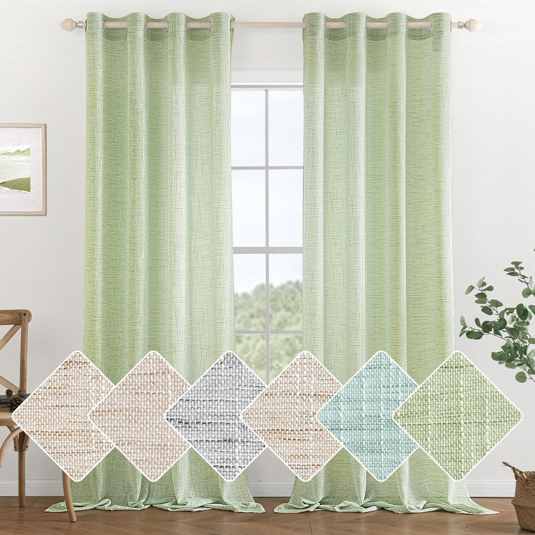 MIULEE Vorhang Gardinen Leinen mit ösen Voile Vorhänge Leinenoptik Gardinen Wohnzimmer Modern Fenste