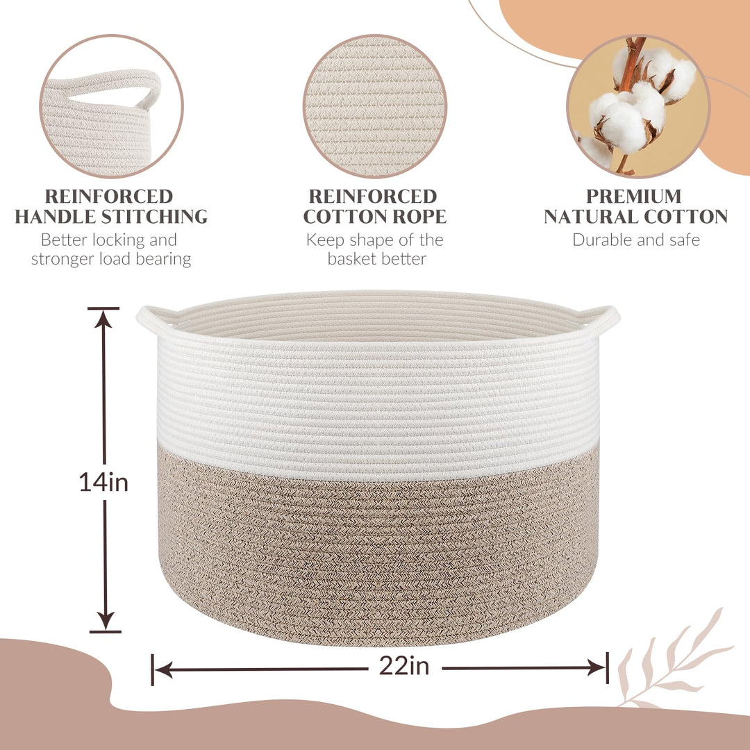 Maliton Aufbewahrungskorb für Wohnzimmer, Wäschekorb Geflochten aus Baumwollseil,Spielzeug Korb mit