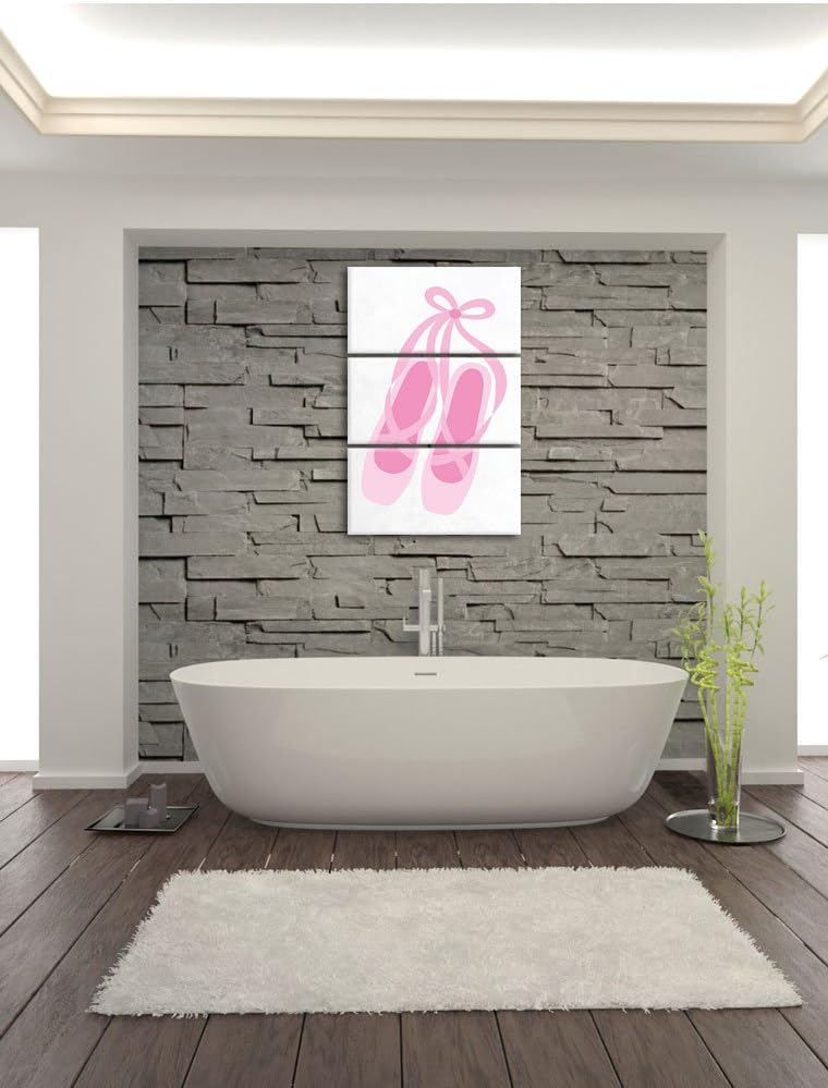Pixxprint Hübsche Ballerina Schuhe als Leinwandbild/Grösse: 3 Teilig (120x80) cm/Wandbild/Kunstdruck