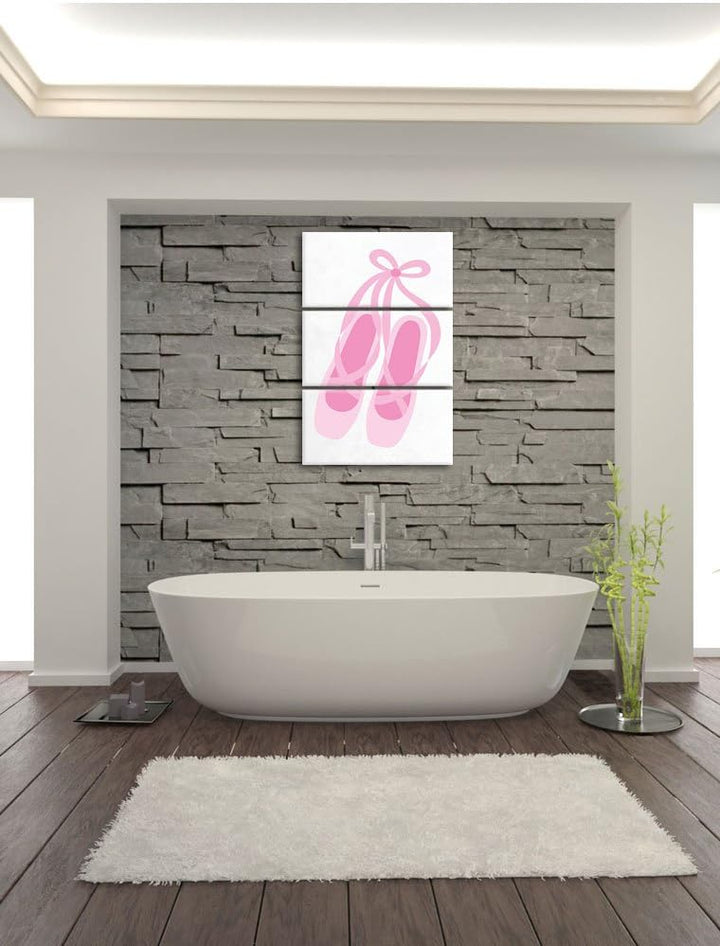 Pixxprint Hübsche Ballerina Schuhe als Leinwandbild/Grösse: 3 Teilig (120x80) cm/Wandbild/Kunstdruck