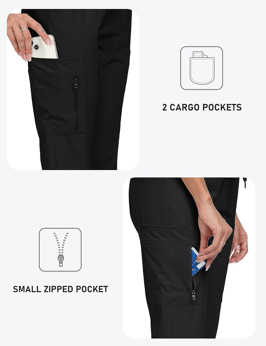 MoFiz Damen Cargohose Leichte Wanderhose Atmungsaktiv Trekkinghose Workout Casual Outdoorhose S Tief