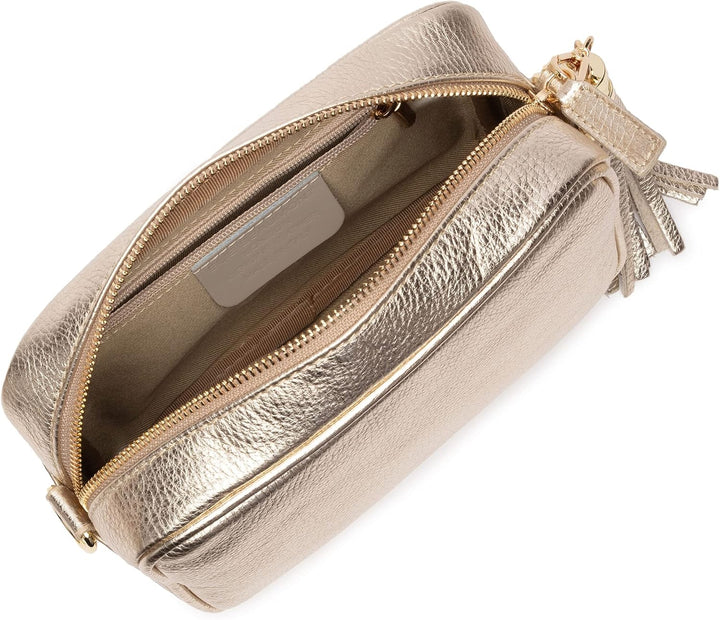 Ledertasche Echtleder in Gold mit abnehmbaren Lederriemen und zusätlichem Tragegurt zum Umhängen, 20