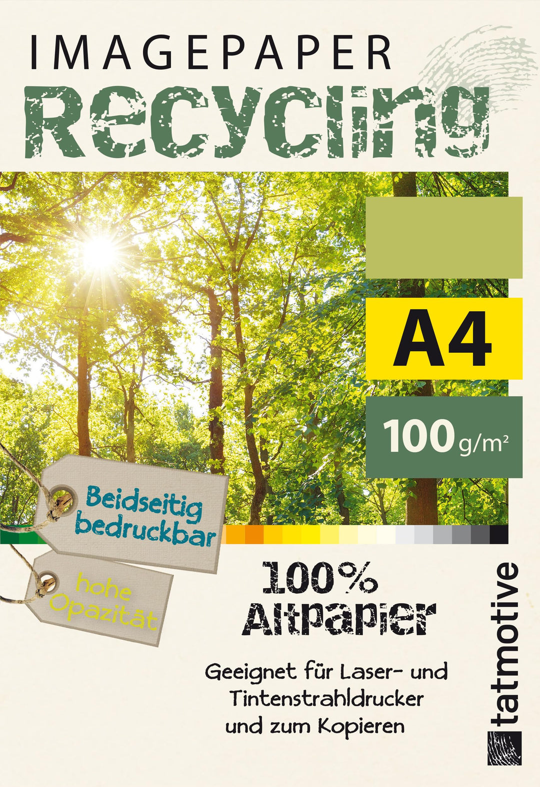 TATMOTIVE Imagepaper Recyclingpapier Öko 100g/qm DIN A4, FSC zertifiziert, geeignet für alle Drucker