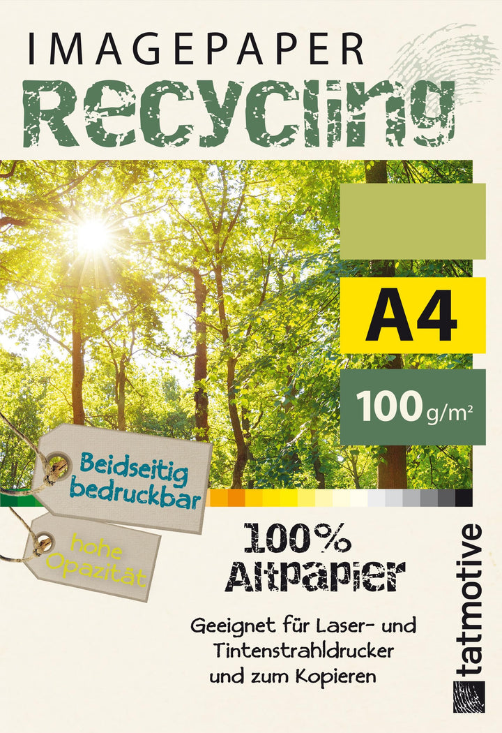 TATMOTIVE Imagepaper Recyclingpapier Öko 100g/qm DIN A4, FSC zertifiziert, geeignet für alle Drucker