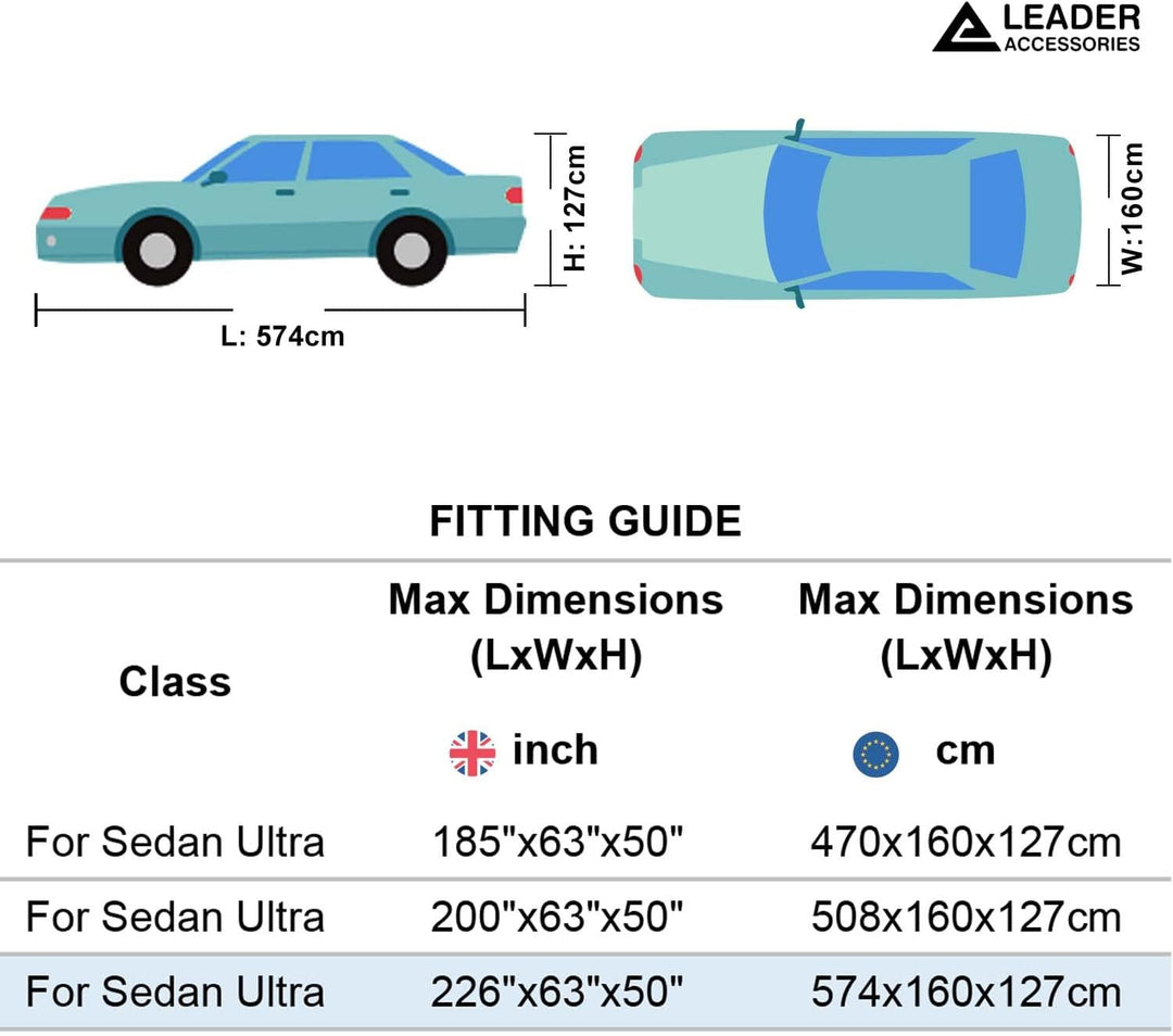 Leader Accessories 4-lagige atmungsaktive Vollgarage Autoplane leichte Ganzgarage Autoabdeckung für