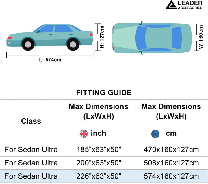 Leader Accessories 4-lagige atmungsaktive Vollgarage Autoplane leichte Ganzgarage Autoabdeckung für